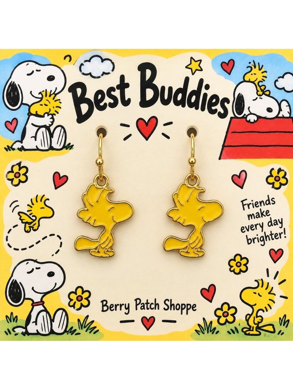 Best Friends Snoopy loves Woodstock Cute Nostalgic Earrings